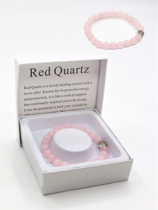 Red Quartz Blessing Bead Bracelets with Gift Box. 